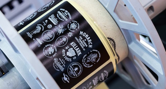 Close up of a vibrant product label printed on the OKI Pro 1050