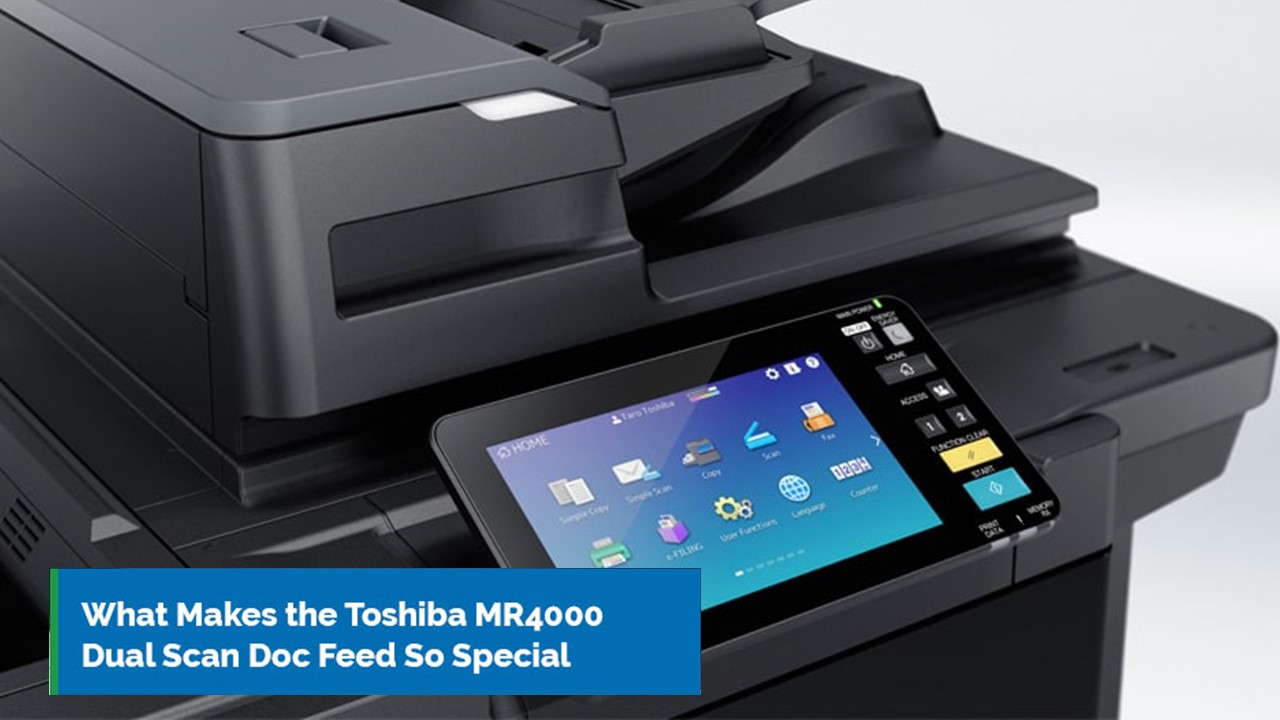 Toshiba dual scan document feeder capturing both sides of a page in one pass